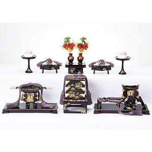 部品 雛人形 道具 3段用 木製 六品揃道具 唐草桜文様 鉾型 雛道具