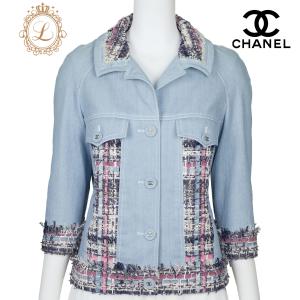 CHANEL シャネル ココボタン フリンジ デニム ジャケット 40 ブルー  
