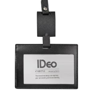 IDカードホルダー【牛革】黒 IDeo HUBSTYL [ネームカードホルダー/社員証/非接触IＣカードケース/伸びるパスケース/アイデオ/ハブスタイル]｜yamanaka-inc