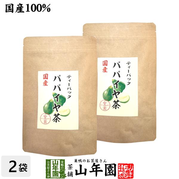 国産100% パパイヤ茶 ティーバッグ 宮崎県産 ノンカフェイン 18g（1.5g×12p）×2袋セ...