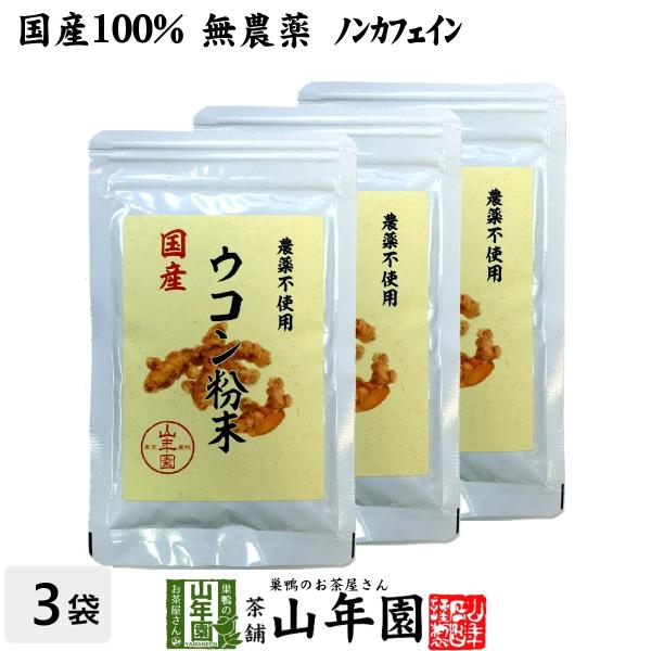 健康食品 国産100% 無農薬 ウコン 粉末 30g×3袋セット パウダー 秋ウコン 山梨県産 ノン...
