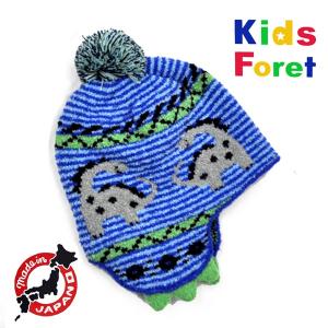 子供 冬もの　ベビー キャップ ニット帽子【 Kids Foret 】 ニットキャップ 恐竜 デザイン デザイン  日本製｜yamanitada