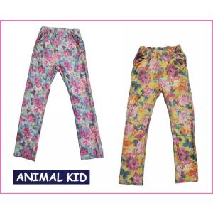 子供  レギンス　パンツ【 ANIMAL KID 】 にぎやかなお花 デザイン キッズサイズ 100 サックスのみ｜yamanitada