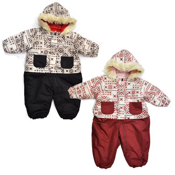 女の子 ベビー 中綿入り 防寒 スノースーツ Mialy Mail フード付き  ノルディック 絵柄...