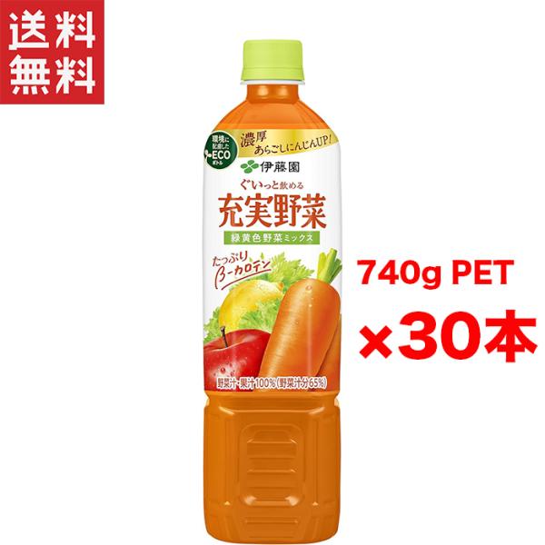 送料無料 週変わりクーポン配布!! 伊藤園 充実野菜 緑黄色野菜ミックス  2ケース(740g×30...