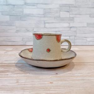 カップ ＆ ソーサー ウス型 水玉赤 コーヒーカップ