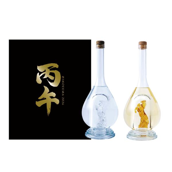 干支ガラスボトル 日本酒＆焼酎2本セット 2026年 午年 500ml 八鹿酒造 専用化粧箱ギフトボ...