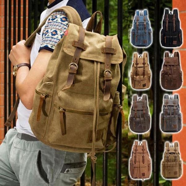 キャンバス リュックサック メンズ　帆布バッグ バックパック　大容量　通学 通勤 旅行　おしゃれメン...