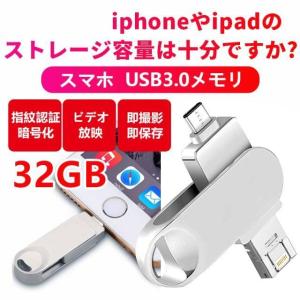 USBメモリー32GB フラッシュメモリ Lightning iPhone iPad用 バックアップ 容量不足解消 TouchID指紋認証｜yamashita-mst