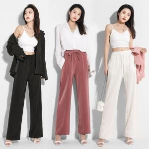 ワイドパンツ レディース 春 夏 ガウチョパンツ ロング丈 バギーパンツ ズボン ハイウエスト 大きいサイズ 美脚 ポケット付き 無地 着痩せ30代｜yamashita-mst