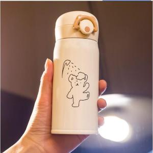 保温水筒 ステンレスボトル コップ レディース 直飲み ワンタッチ 子供 おしゃれ 350ml 可愛い 旅行 アウトドア 便利 通勤 プレゼント｜yamashita-mst