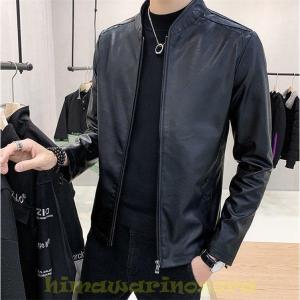 レザージャケット メンズ 50代 40代 秋冬 裏起毛 アウター 革ジャン PUジャケット ライダースジャケット テーラード 立ち襟 暖かい｜yamashita-mst