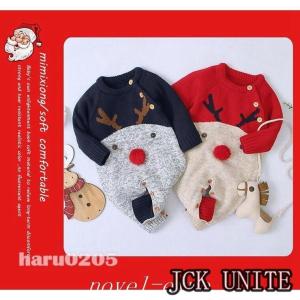クリスマス 衣装 ベビー服 ロンパース 赤ちゃん ニット セーター 長袖 カバーオール 子供 冬 幼児 トナカイ 孫 クリスマス 聖夜パーティー｜yamashita-mst