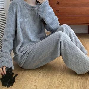 ルームウェア レディース かわいい 長袖パジャマ 冬 もこもこ 暖かい セットアップ 冬 上下セット 長袖 秋冬 部屋着 パジャマ 寝巻き｜yamashita-mst