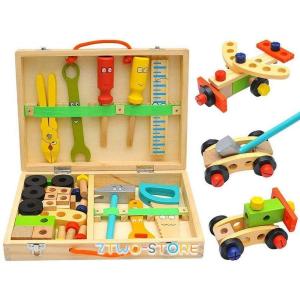 大工さん 子供用 工具セット 子どもにな大工さんセット 木製ツールボックス おままごと 木のおもちゃ DIY 木製 早期学習玩具 男の子のおもちゃ｜yamashita-mst