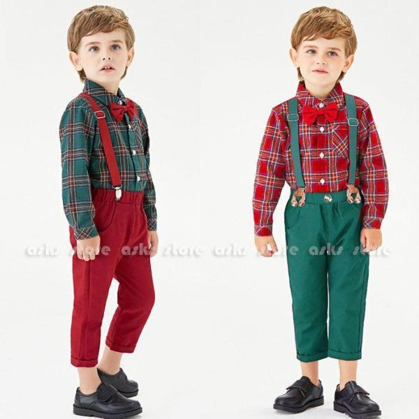 子供服 フォーマルスーツ 男の子 クリスマス衣装 サンタ服 フォーマル 3点セット 長袖シャツ パン...