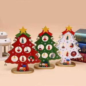 ミニ クリスマス ツリー 卓上 木製 サンタ 雪だるま 玩具 飾り オーナメント｜yamashita-mst