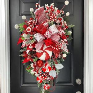 クリスマスリースクリスマススワッグ大きいオーナメントナチュラルリースドア玄関庭園部屋壁飾りガーランド松かさ華やかおしゃれ新年飾り50cm｜yamashita-mst