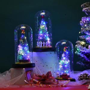 クリスマスツリー クリスマス飾り 卓上 LED ミニツリー ガラス オーナメント ショップ 本屋 小さい かわいい おしゃれ 20CM｜yamashita-mst