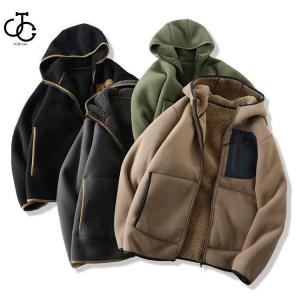 フリースジャケット メンズ 裏ボア フード付き ジャケット 裏ボアパーカー あたたか 防寒 秋服 秋物｜yamashita-mst