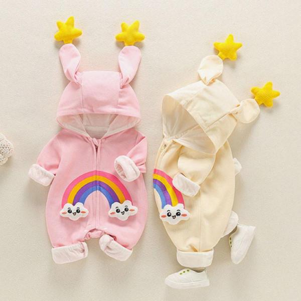 長袖 ロンパース 防寒着 つなぎ 秋冬　新生児 幼児 カバーオール 女の子 男の子 ジャンプスーツ　...