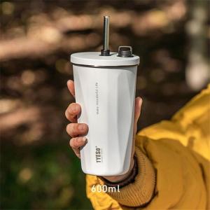 タンブラー 水筒 600ml ストロー付き ステンレス 保冷 保温 真空 大容量 マグボトル シンプル アウトドア 旅行 ジム コーヒーカップ 通学｜yamashita-mst