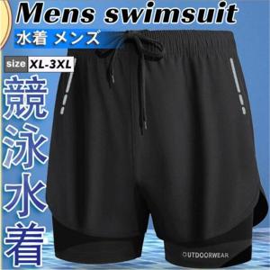 フィットネス水着 水着 メンズ 競泳 水泳 競泳水着 二重 水泳パンツ ジム 練習用 スイムウェア 通気性 海 プール 速乾 大人 夏 ビーチ｜yamashita-mst