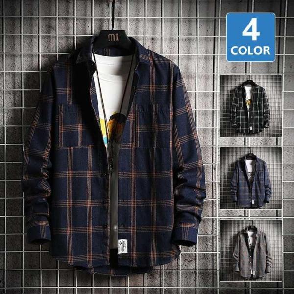 【値下げ】カジュアルシャツ メンズ チェックシャツ ネルシャツ チェック柄 長袖シャツ 服 お洒落 ...