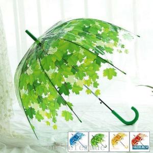 傘長傘ビニール傘おしゃれ雨傘ドーム型紅葉柄かわいい軽量丈夫耐風深張りレディースメンズ8本骨｜yamashita-mst