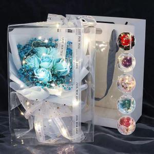 母の日 ソープフラワー 花束 プレゼント LED ライト付 ブーケ 造花 花 ボックス ギフト プレゼント 誕生日 成人式 記念日 お礼｜yamashita-mst