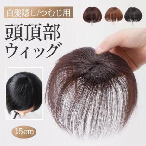 頭頂部ウィッグ レディース ショート 自然 ヘアピース 薄毛 白髪隠し かつら カツラ ストレート 黒髪 普段使い 女性用 15cm つむじ 可愛い｜yamashita-mst