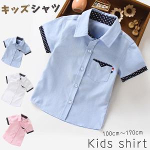 キッズ 子供 シャツ 半袖 コットン カッターシャツ オックス 制服 入学 入園 スクール 卒業式 幼稚園 小学生 ジュニア 男の子 女の子 発表会｜山下マーケットストア