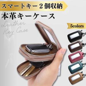 スマートキーケース 2個収納 キーケース メンズ 車 スマートキー 2つ 鍵 レディース  窓付き カラビナ おしゃれ 20代 30代 40代 50代｜yamashita-mst