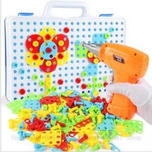 子供用 電動ドリル おもちゃ ネジ 積み木 ツールボックス カラフル 組み立て セット 知育玩具 誕生日 プレゼント｜yamashita-mst