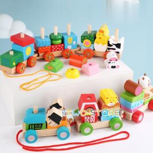 木製 パズル プルトイ 列車 引っ張る車 型はめおもちゃ 赤ちゃん おもちゃ 幼児 ベビー 誕生日 女の子 男の子 積み木 知育玩具｜yamashita-mst