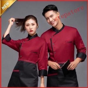コックコート コックシャツ 長袖 男女兼用 ス 厨房白衣 コック服 調理服 カフェ ユニフォーム キッチン厨房 レストラン 飲食店 制服｜yamashita-mst