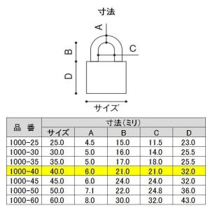 アルファ 南京錠 同一キー仕様 1000-40...の詳細画像1