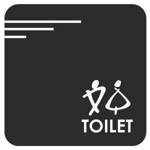 小さなトイレプレート　3LINEアクリル艶消し黒色10cm　おしゃれなトイレマーク