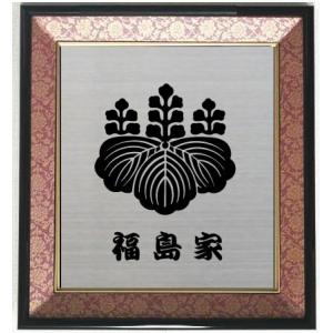 家紋 丸に左三つ巴 色紙額入り家紋 エンジドンス仕上げ 高級感の