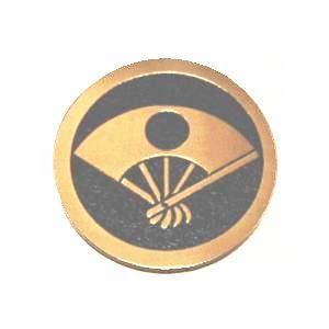 丸に日の丸五本骨扇 8cm 高級家紋エッチングエンブレム