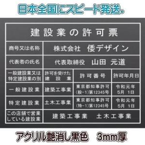 建設業の許可票　アクリル艶消し黒色３mm厚　400mmx350mm　｜yamato-design