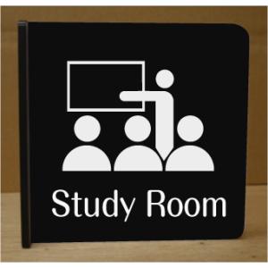 study room　室名突き出し黒色プレート