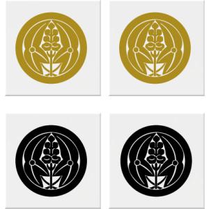 丸に三つ柏 金色額入り家紋【丸に三つ柏】 額入りの家紋 当店のお勧め