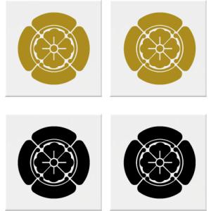 四方木瓜　家紋シール 15cm ２枚入り