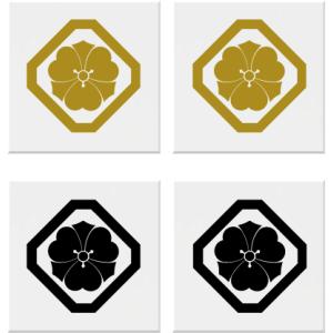 隅切り角に剣片喰　小さな家紋シール 35mm ２枚入り