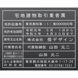 【宅地建物取引業者票アクリル艶消し黒色5mm 400x350】　厚めの宅地建物取引業者票　当店のお勧め商品です。｜yamato-design