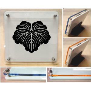 蔦　家紋盾　アクリル製カラーエッジ　スタンド型二層式の家紋盾10cm