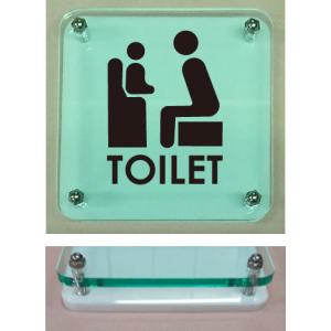 小型のトイレサイン　ガラス色W式 　 100x100mm　トイレマーク　二層式のトイレプレート｜yamato-design