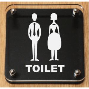 トイレマーク　トイレプレート　二層式【透明】150x150mm　トイレマーク　トイレプレート　お手洗...