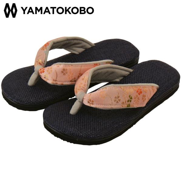 雪駄 日本製 ラタンメッシュ 金襴刺繍桜模様 花緒 レディース R241 桃色